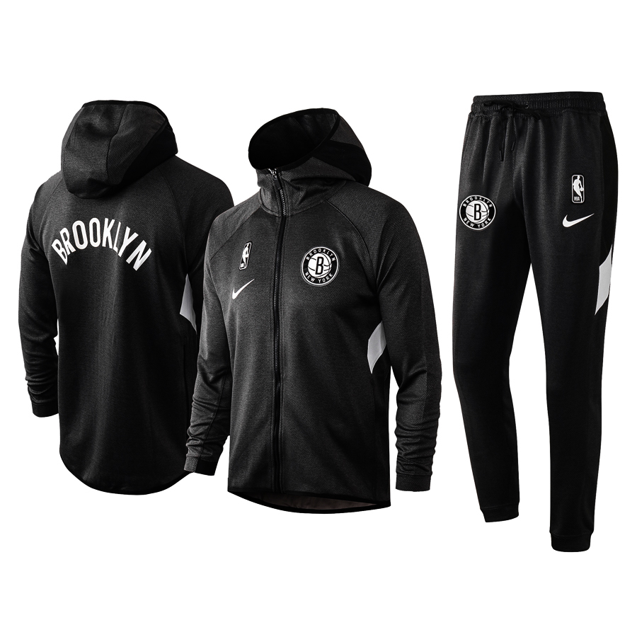 Men's Brooklyn Nets Black Warmup Hoodiesuit Men's Brooklyn Nets Black Warmup Hoodiesuit